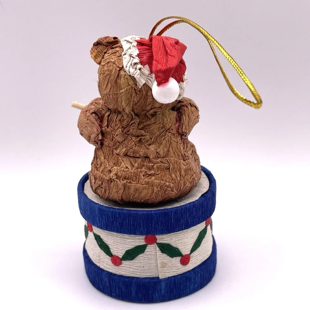 Vintage‎ Crepe Paper Mache Teddy Bear Drummer 3.5